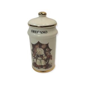 M J Hummel 24 KTG Trim Porcelain Spice Jar Oregano 4.25" Japan 1987